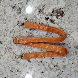 Tan Adjustable PU‎ Leather Bag Strap with Brass Style Hardware